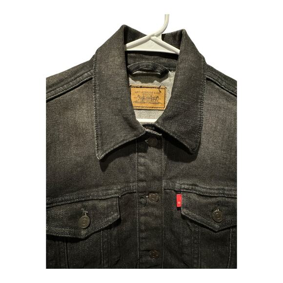 Levi's Trucker black denim jacket with BLANK red tab size Large - Picture 8 of 14